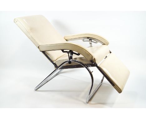 A Read &amp; Sons of Gray's Inn Road, WC1, chrome and vinyl reclining nail salon chair (Sold as a collector's item only)