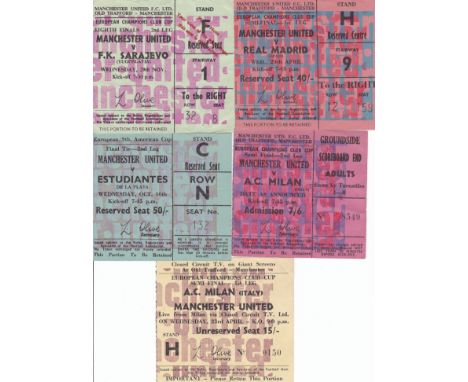 MAN UTD TICKETS     Five home tickets: 1967/68 European Cup v Sarajevo and semi-final v Real Madrid; World Club Cup v Estudia