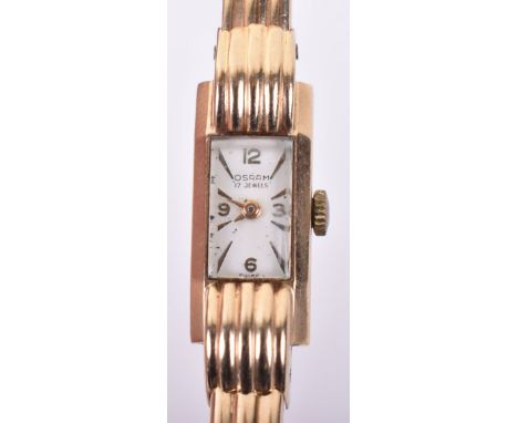 A 20th century 9ct gold ladies wristwatch, by Osram, with snap bangle, total weight 18g