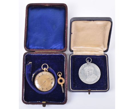 A 18ct gold ladies pocket watch, engine turned engraving to reverse, Roman numerals, weight 33g, in its original case, with a