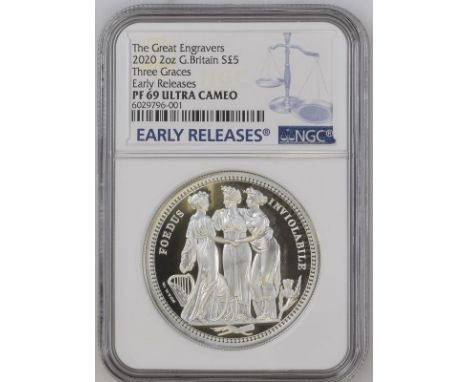 UNITED KINGDOM. Elizabeth II, 1952-2022. Silver 5 pounds, 2020. Royal Mint. Proof. The second issue from the Great Engravers 