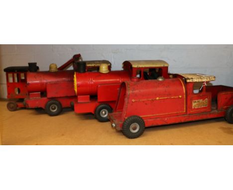 Triang large scale models including Express train, two Puff-Puff type trains and a crane, (4) 