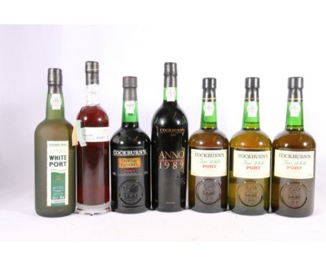Seven bottles of vintage port including WARRE'S Otima 10 year old tawny port 50cl vol 20% abv, COCKBURN'S 1989 late bottled v