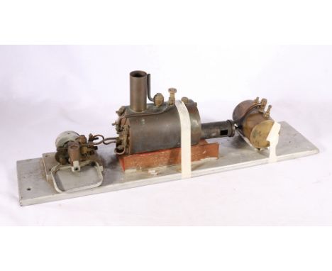 Live steam boiler and engine set comprising of oscillating cylinder steam engine&nbsp;with integral water pump and flywheel, 