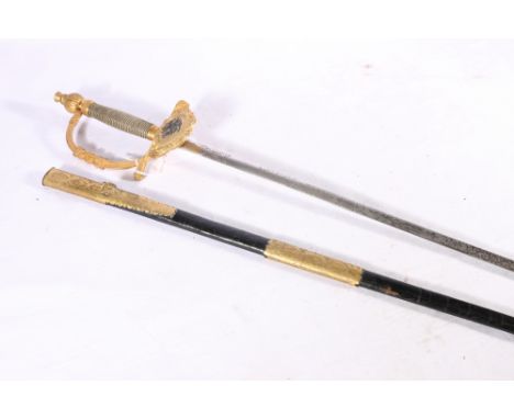 A good Scottish court sword, the ricasso marked for Poole and Co of London, decorative etched blade, gilt metal hilt with sca