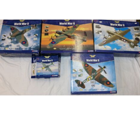 Three Corgi 1:72 scale Aviation Archive World War II Europe and Africa model aircraft including AA32604 Avro Lancaster I 'Adm