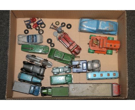 TTI of Stoke on Trent hollowcast car, Charbens hollowcast fire engine, two Crescent cars, Dinky Toys including Supertoys Fode