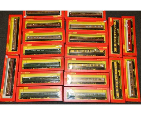 Twenty Triang Hornby OO gauge model railway rolling stock including R740 Coach for breakdown crane crew, two R743 GWR composi