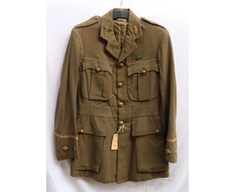 British Army green khaki dress uniform jacket with brass Highland Cyclist Battalion button by Gaunt and Son Ltd of London, St