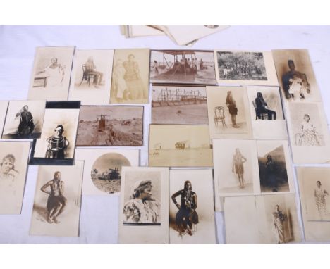 A group of around 40 late Victorian and Edwardian real photographic postcards of African interest, perhaps Sudan with tribal 