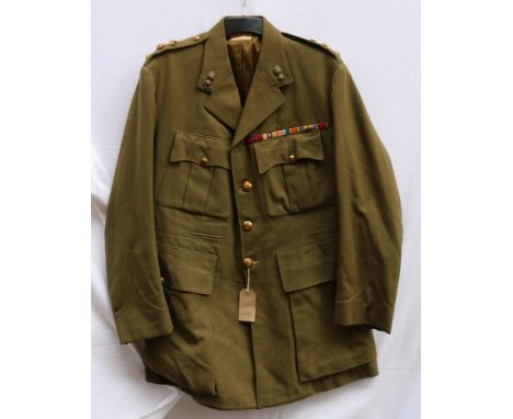 British Army dress uniform green khaki jacket with Hawkes and Co Ltd of London label "Lt Col ... Findlay 20.6.34" having Roya