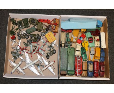 A collection of over 50 playworn Dinky Toys and others including two Supertoys Foden flat beds, 535 Fire Engine, Hudson Sedan