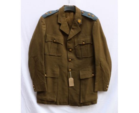 British Army dress uniform khaki green jacket with Winter and Trac of London interior pocket label "James Scott Douglas 15/19