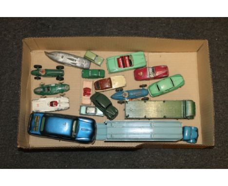 Dinky Toys including Supertoys Foden flat truck with chains, 982 Pullmore Car Transporter, 23K Talbot Lago, 167 AC Aceca, 132