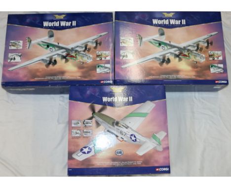 Three Corgi Aviation Archive World War II 'War in the Pacific' model aircraft including two 1:72 AA34001 Consolidated B-24J L