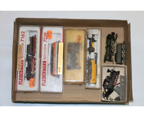 N gauge model railways including Fleishmann piccolo 7162 4-6-0 tender locomotive 38 1148 DB black, Fleishmann piccolo 7239 di