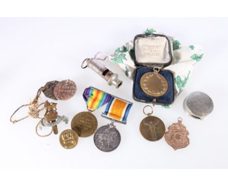 British WWI medal pair to 2996 PTE S STOBIE 1 LOVAT'S SCTS (Lovat's Scouts), dog tags fro Stobie 225897, British Expeditionar