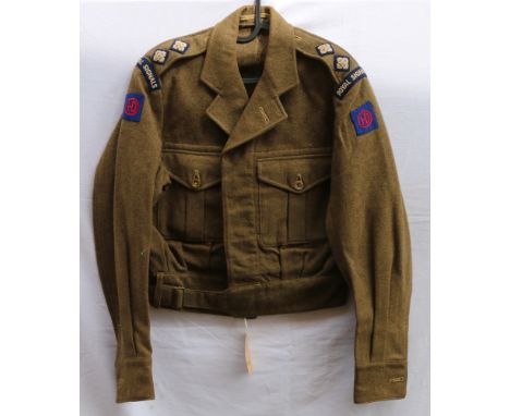 British Army green khaki dress uniform tunic with Claude Alexander Ltd label "Battledress Blouses 1949 pattern size 7 dated 1