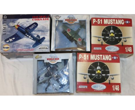 Franklin Mint Armour Collection 1:48 scale diecast metal model aircraft including 98035 P51 Mustang USAAF and 98040 P51 Musta