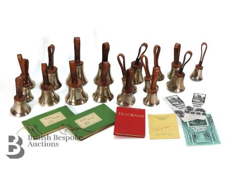 Whitechapel Bell Foundry Ltd, set of fifteen size (15C) musical handbells, comprising twelve diatonic plus a (10) A sharp, (5