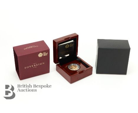 The Sovereign 2015 Gold Proof Coin, Fifth Portrait - First Edition, The Royal Mint with original presentation box with certif