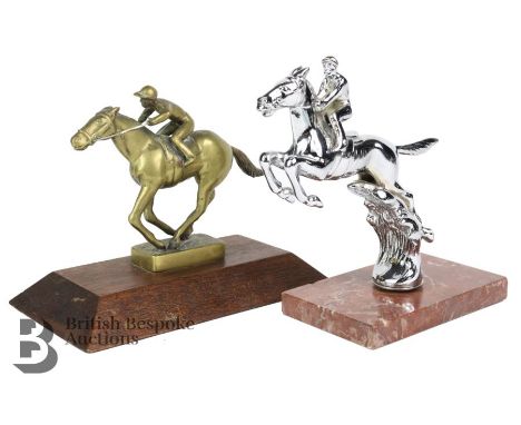 A horse and jockey accessory mascot marked Desmo Motor Accessories, circa 1930s-1950s period in original chrome plated finish