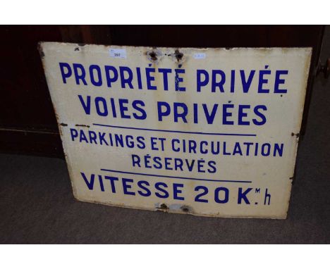 French enamel parking restrictions sign 60 x 50 cm