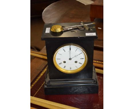Victorain black slate cased mantle clock