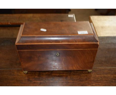 Georgian mahogany tea caddy of hinged rectangular form with a fitted interior, 33 cm wide