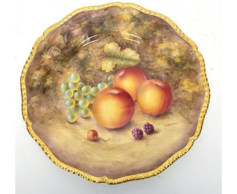 A Royal Worcester plate painted with fruit and signed by S Weston27cm diameter very slight wear to gilding and painted decora