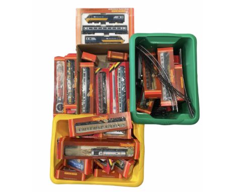 Collection of Hornby OO gauge model railway including Flying Scotsman locomotive, High Speed train Pack, Duchess of Abercorn 