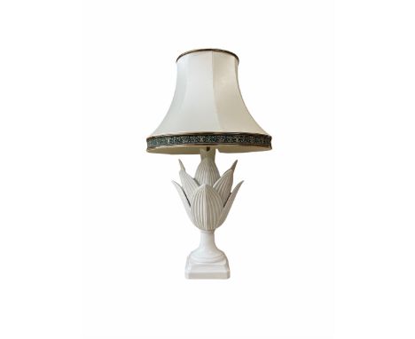 Italian porcelain lotus flower table lamp with shade H41cm excluding fitting