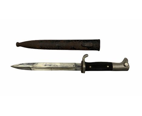 German Army Officer�s short pattern parade bayonet, probably WW2, the 19cm blade marked F.W. Holler to the ricasso with therm