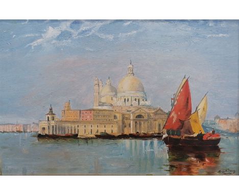 Henry Hubbard (British early 20th century): 'A View of Basilica di Santa Maria della Salute Venice, oil on panel signed and d