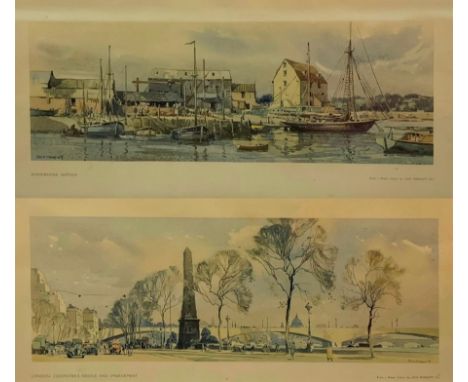Two framed carriage prints from the LNER post-war series, 1945-57 comprising Woodbridge, Suffolk and London, Cleopatra's Need