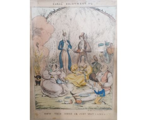 Henry Heath (British fl. 1824-1828): 'Rural Enjoyment no.4 - Now This Here is Just Wot I Likes', hand-coloured engraving pub.