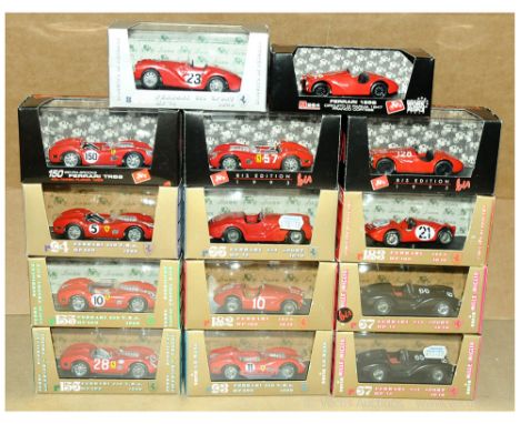 Brumm Group Of Ferrari Race Cars. To include R67 815 Sport #66 1940 - black, R93 250 TRS #11 1960 - red, R183 125S #21 1947 -