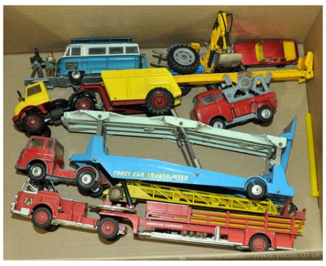 Corgi a unboxed group to include Bedford Tractor Unit &amp; Carrimore Car Transporter, Commer Bus 2500 Series 'Samuelson Film