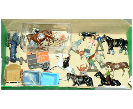 Britains &amp; others mixed group farm related vehicles &amp; figures. To include Fordson tractor (some parts broken &amp; mi