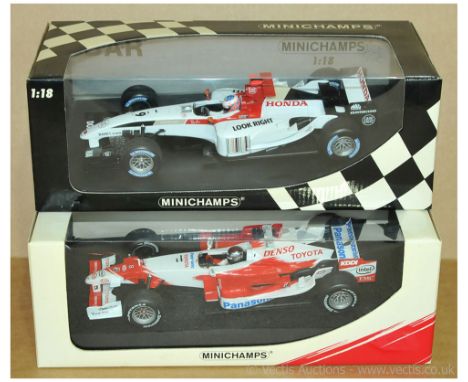 Minichamps a boxed Formula 1 pair to include 100 040009 Bar Honda 006 'J. Button' &amp; AM59554 H Panasonic Toyota Racing 200
