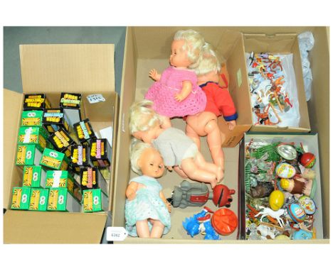 A mixed group to include TV &amp; Film figures, Dolls, Britains or similar Cowboys &amp; Indians figures and others. See phot