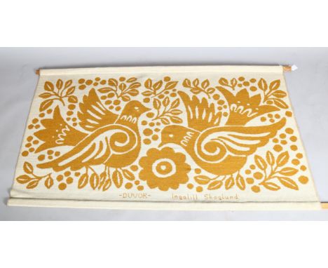 INGALILL SKOGLUND, Sweden, a mid-century wall hanging tapestry of Doves, 85 x 145cmGood condition 