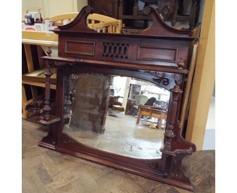 Edwardian mahogany over mantel mirror   condition - mirror needs re-silvering 