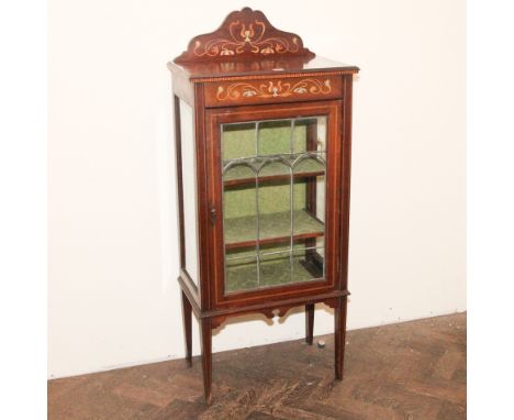 Edwardian art nouveau style inlaid mahogany china cabinet fitted one leaded glazed door and inlaid and painted art nouveau de