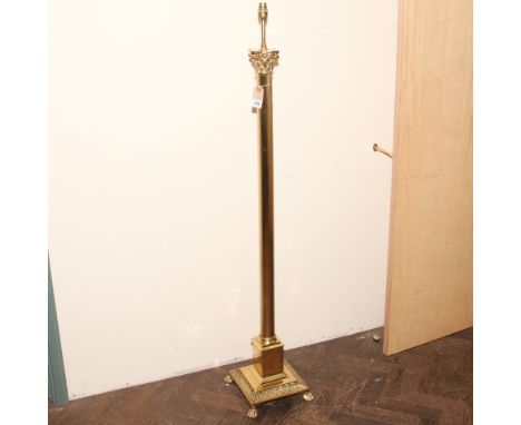 good quality brass corinthian column floor lamp, 55" high to top of lamp holder 