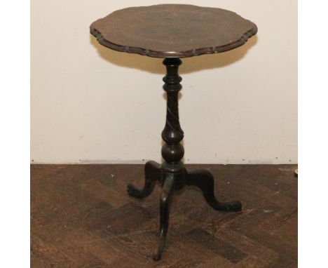 Victorian floral marquetary shaped top occasional table on a tripod base.  21" wide x 28" high   Condition - some of the vene