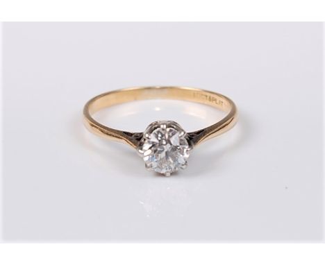 A single stone diamond ring, the old round brilliant cut diamond, estimated approx. 0.66cts, all claw mounted in white metal 