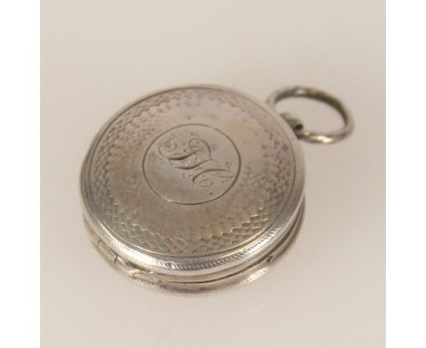 Antique Victorian silver vinaigrette or circular form having engine turned decoration, by Francis Clark, Birmingham 1838, 2.8
