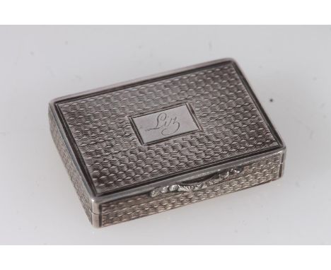 William IV silver vinaigrette, of rectangular form with engine turned decoration and cast thumbpiece, opening to reveal gilt 