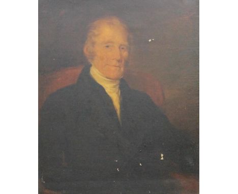19TH CENTURY SCHOOL  Half length portrait of a gentleman, possibly Robert Gillies Provost of Huntly?  Oil painting on canvas,